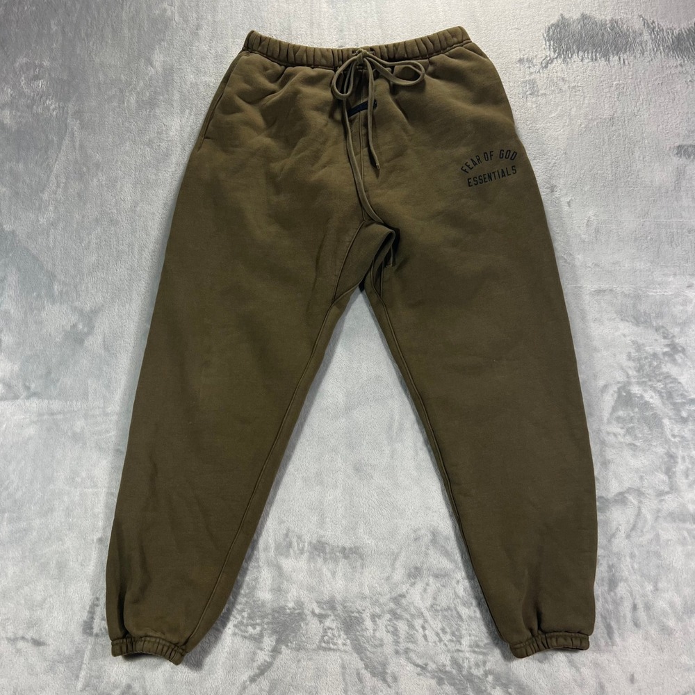FEAR OF GOD ESSENTIALS Sweatpants Mens Medium Olive Joggers Athleisure Cozy